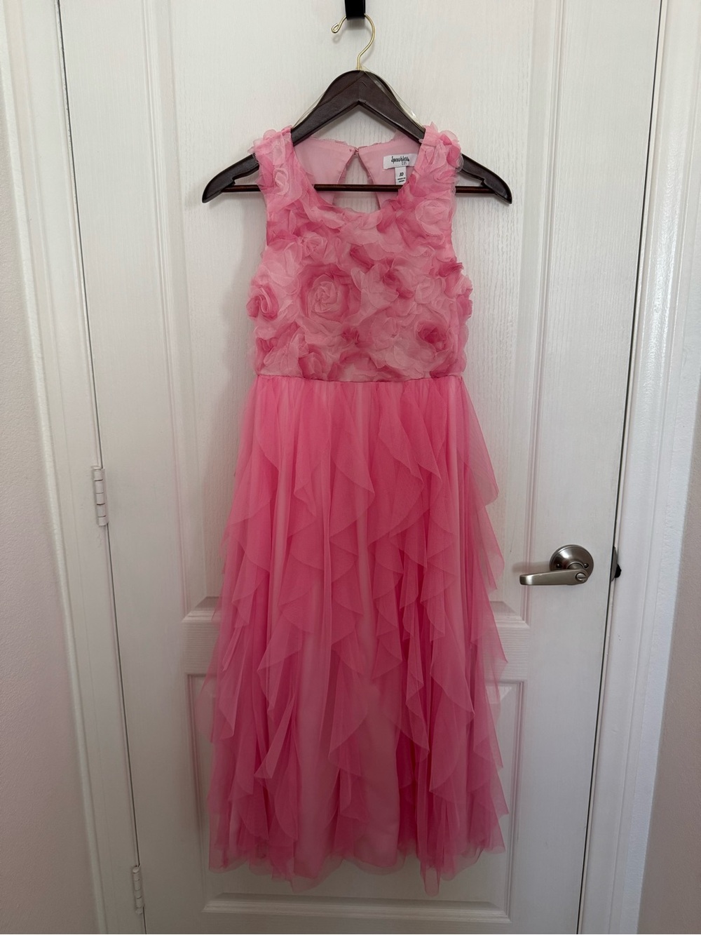 Girls Pink Floral Tulle Formal Dress. Size 10.